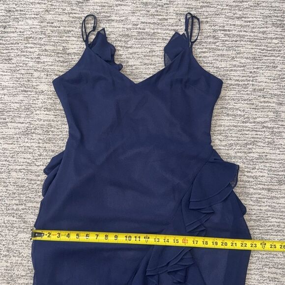 NWT MILLY Raya CHIFFON DEVORE DRESS Navy Size 12 - Picture 11 of 14